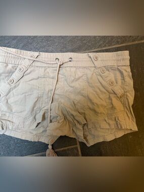 Rewind Light Tan Elastic Waist Shorts